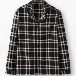 UNISEX Black White Plaid Flannel Pajama Top